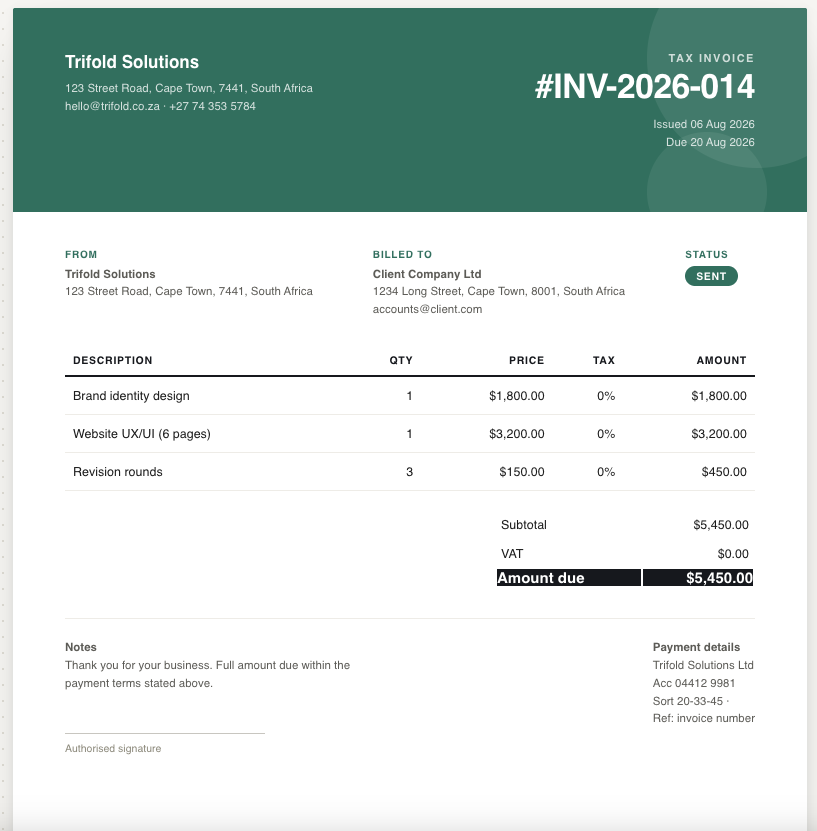 Invoice Studio Generator